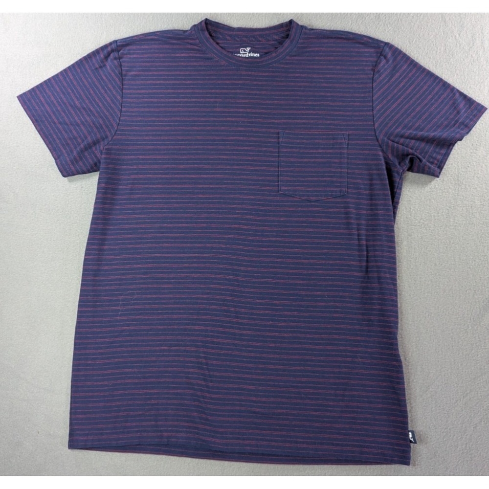 Vineyard‎ Vines Mens Edgartown T-Shirt Pocket Tee Size Medium Blue Red Striped